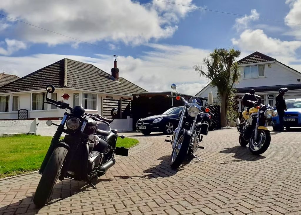 Motorcycles parked at Coast 77 B&B